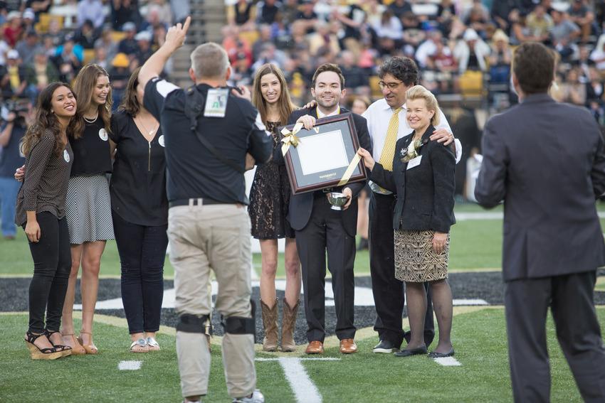 Jackson Vaught is named Outstanding Senior at the Homecoming Game in 2015. 