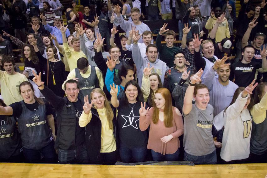 February 25th, 2017 – Fans sing the alma mater after the Commodores 77-48 win against Mississippi State Saturday afternoon in Memorial Gym.