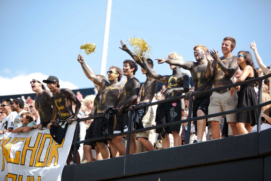 The Student Section Cheers at a home football game against Ole Miss on Saturday, September 17, 2011.  The Commodores prevailed 30-7. Photo by Zac Hardy. 