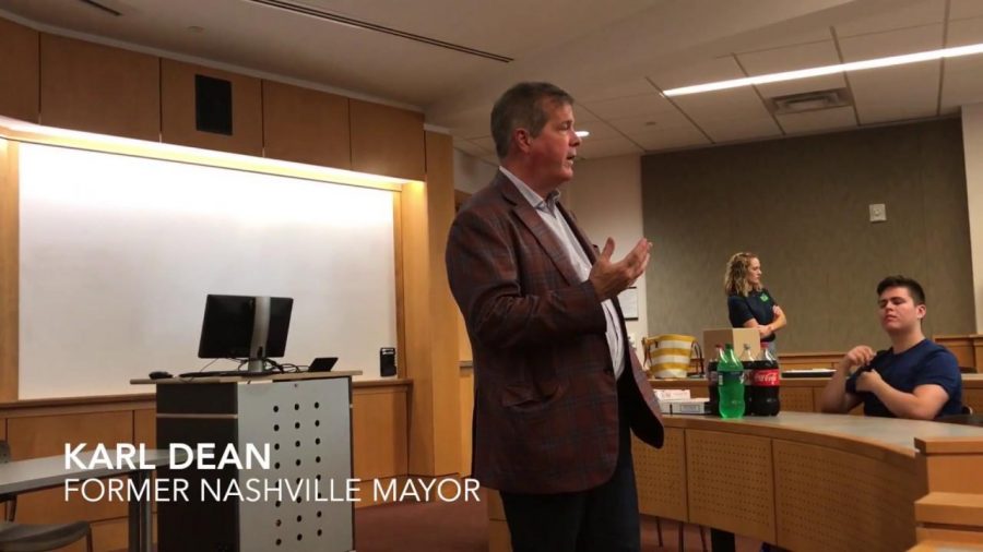 Former Nashville Mayor Karl Dean speaks at Vanderbilt