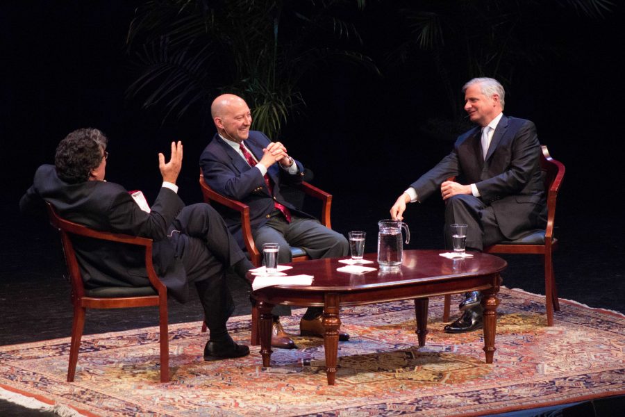 Admiral James Stavridis, former Supreme Allied Commander for NATO, joins Chancellor Zeppos and Jon Meacham to discuss global security at the Chancellors Lecture Series, held at Blairs Ingram Hall on Tuesday, October 3, 2017.