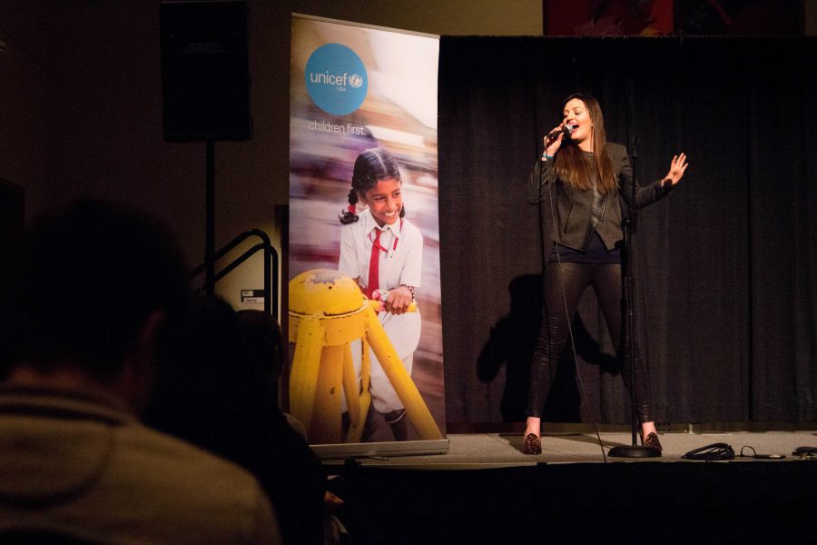 Vanderbilt UNICEF End Trafficking Week featured a performance by Megan Wilde on Friday, February 3, 2018 at the SLC. She shared a sneak peek to a new song she will be releasing that addresses the issue of human trafficking. (Photo by Emily Goncalves)
