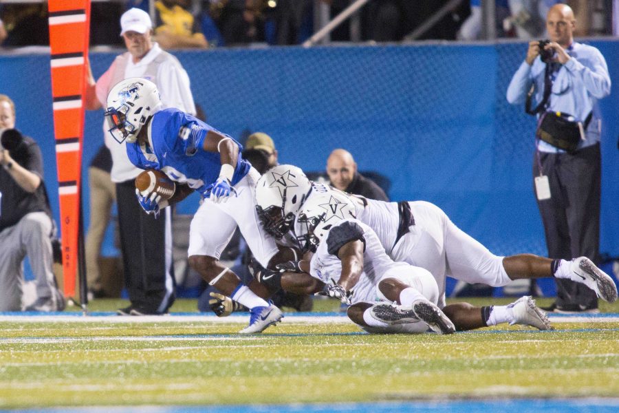 The Vanderbilt football team plays at Middle Tennessee State University on Saturday, September 2, 2017. Photo by Claire Barnett 