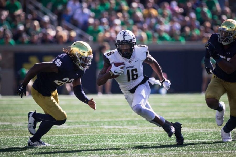 Vanderbilt takes on Notre Dame in South Bend on September 15th, 2018. (photo by Hunter Long)