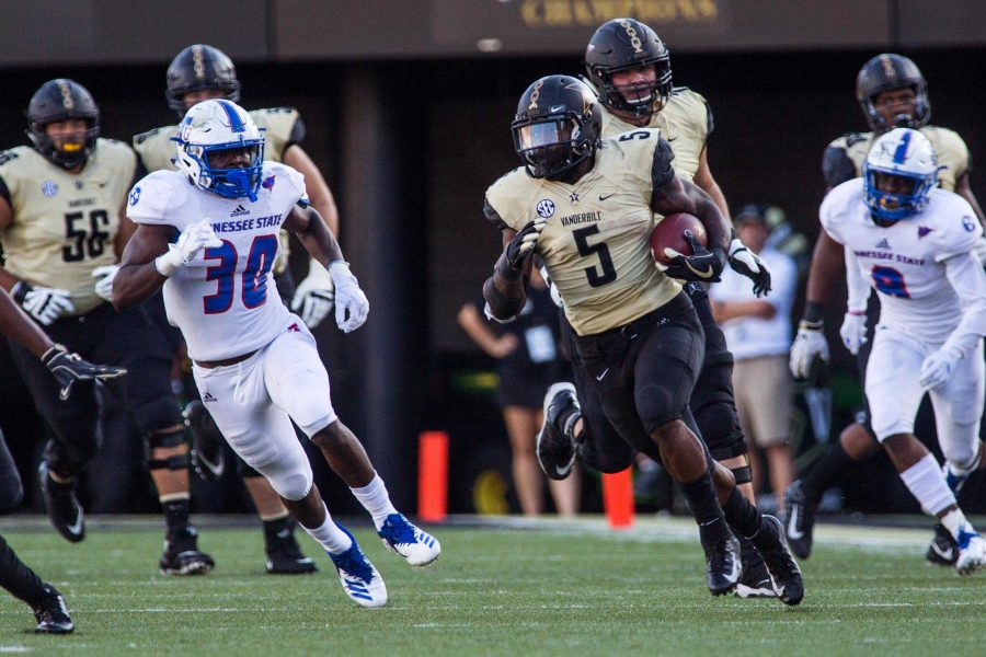 Vanderbilt plays Tennessee State in football on Saturday, September 29, 2018 at home. The Commodores won 31-27. (Photo by Claire Barnett)