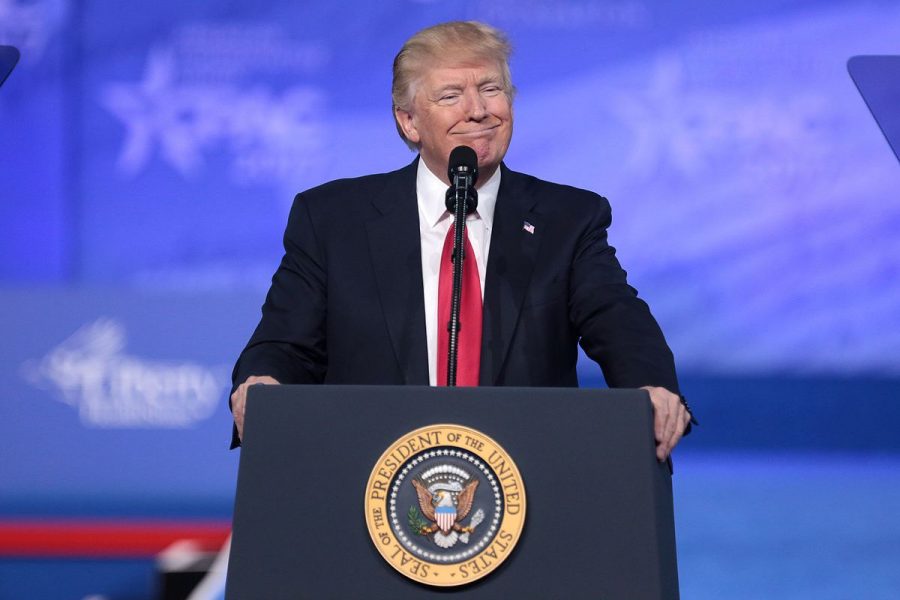 President Trump speaking at the 2017 Conservative Political Action Conference in National Harbor, Maryland.