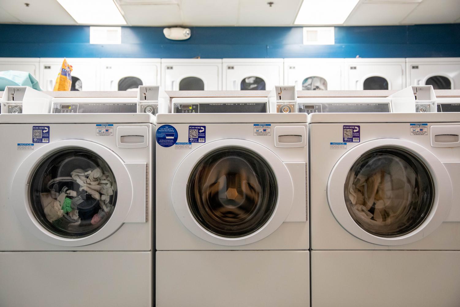 Washing machines in the Lewis laundry room. (Photo by Emily Gonçalves)