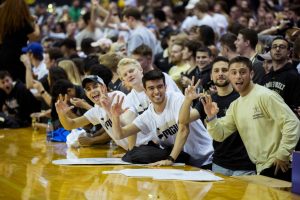 Vanderbilt University students cheer on the Commodores at Memorial Gymnasium during the 2018-19 mens basketball season.