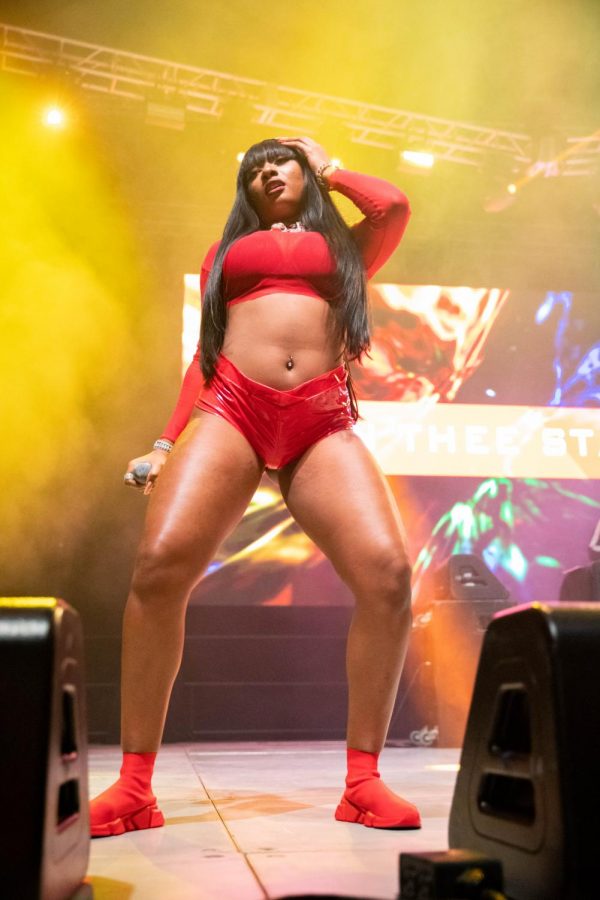 Megan Thee Stallion twerks at Commodore Quake on Friday, October 18, 2019. (Photo by Emily Gonçalves)