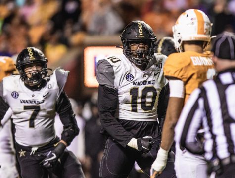 Dayo Odeyingbo after making a tackle against the University of Tennessee in 2019.