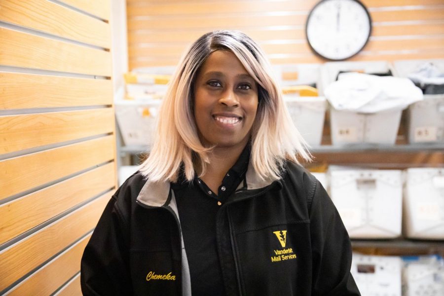 Long-time Vanderbilt employee Chemeka Daughtdrill has earned her reputation as a smiling face in a crowded mailroom. 