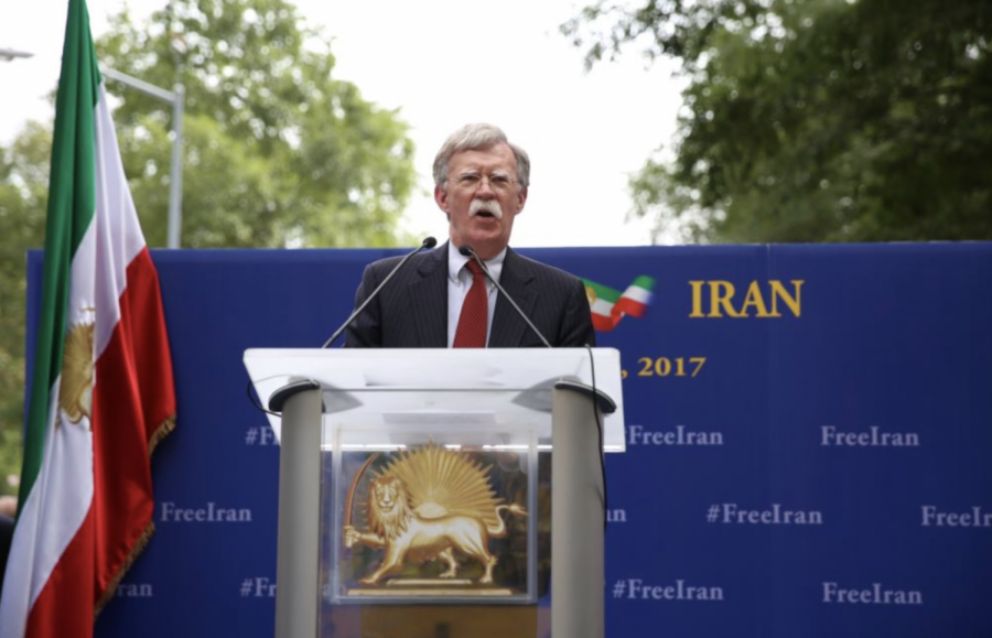 John Bolton, speaking at the gathering of the Peoples Mujahedin of Iran in front United Nations headquarters, New York City