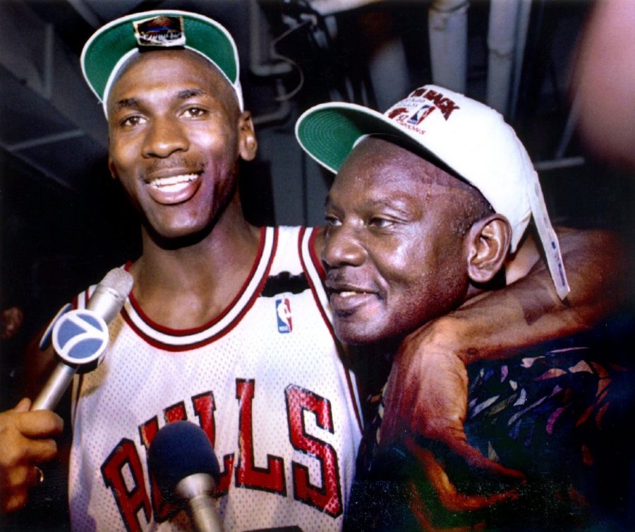 Michael Jordan and his father James celebrate the Bulls 1992 NBA Championship. (Photo courtesy of Sue Ogrocki/Reuters via Getty Images) 