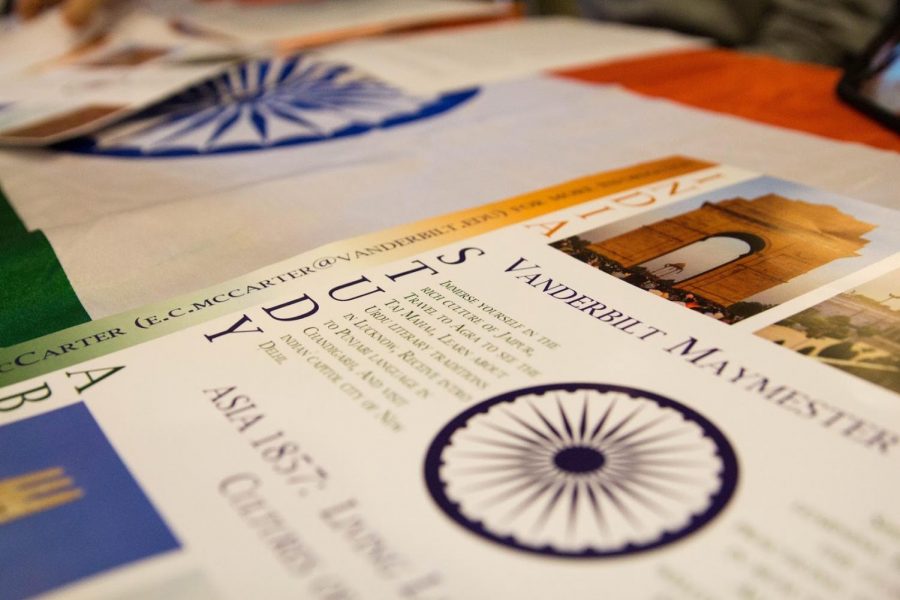 Pamphlets from last year’s Study Abroad Fair on Thursday, Aug. 29, 2019 detail aspects of Vanderbilt’s Maymester in India.