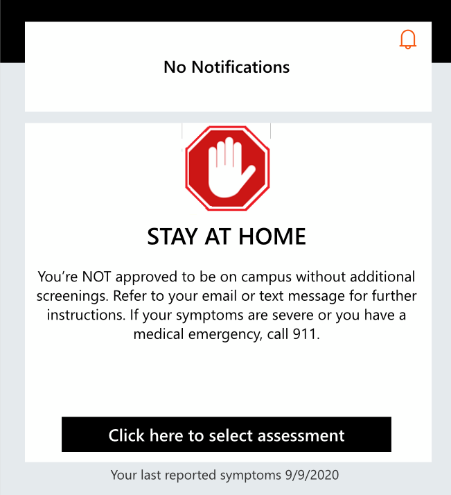 VandySafe Reporting Tools message tells students to stay home. (Hustler Staff)