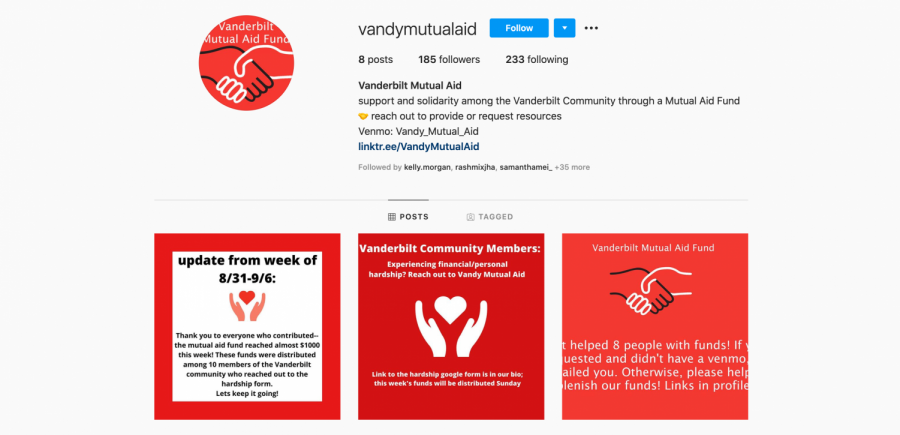 Screenshot of Vandy Mututal Aid Instagram page