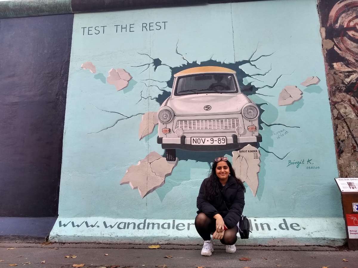 Sophomore Safa Shahzad at the Test The Rest mural in Berlin (Safa Shahzad)