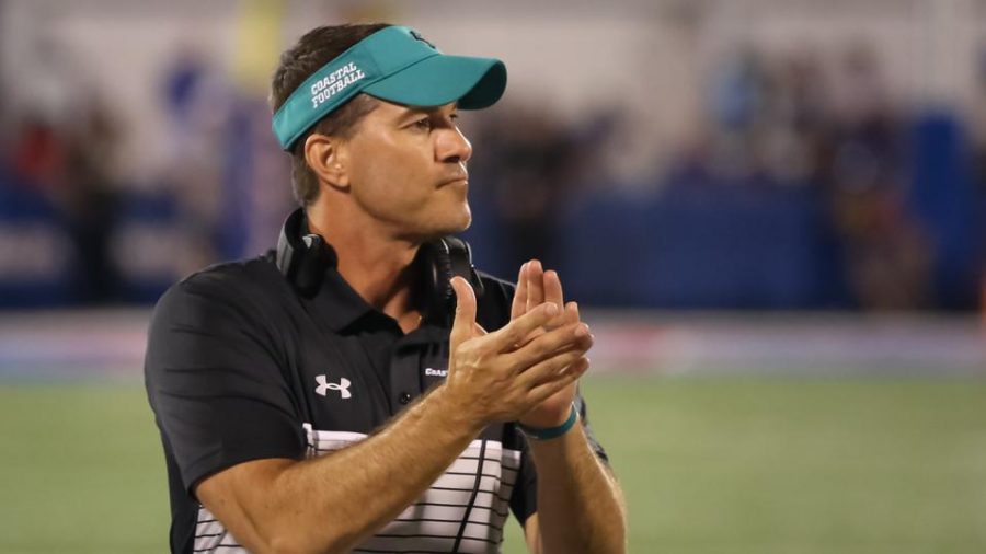 Coastal Carolina head coach Jamey Chadwell is shown during a game. (Getty Images)