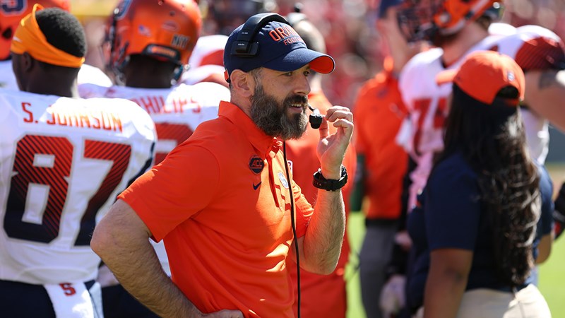 Justin Lustic coaching for Syracuse in 2018. (Syracuse Athletics)