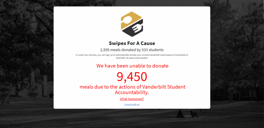 Swipes For A Cause, a student-run organization dedicated to turning unused student meal swipes into meals for the hungry, has been unable to donate 9,450 meals so far due to the actions (and inaction) of Vanderbilt administration. (Hustler Multimedia/Josh Rehders)