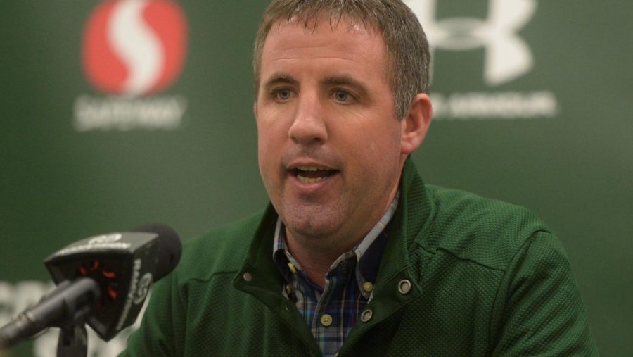 Joey Lynch speaks at a press conference while at Colorado State. (The Coloradoan)