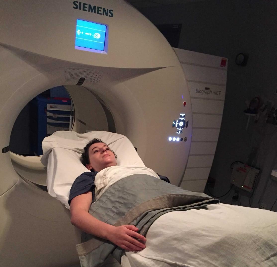 Going through medical tests such as this PET scan can put the anxieties of academic challenges in perspective. (Photo courtesy Meaghan Kilner)