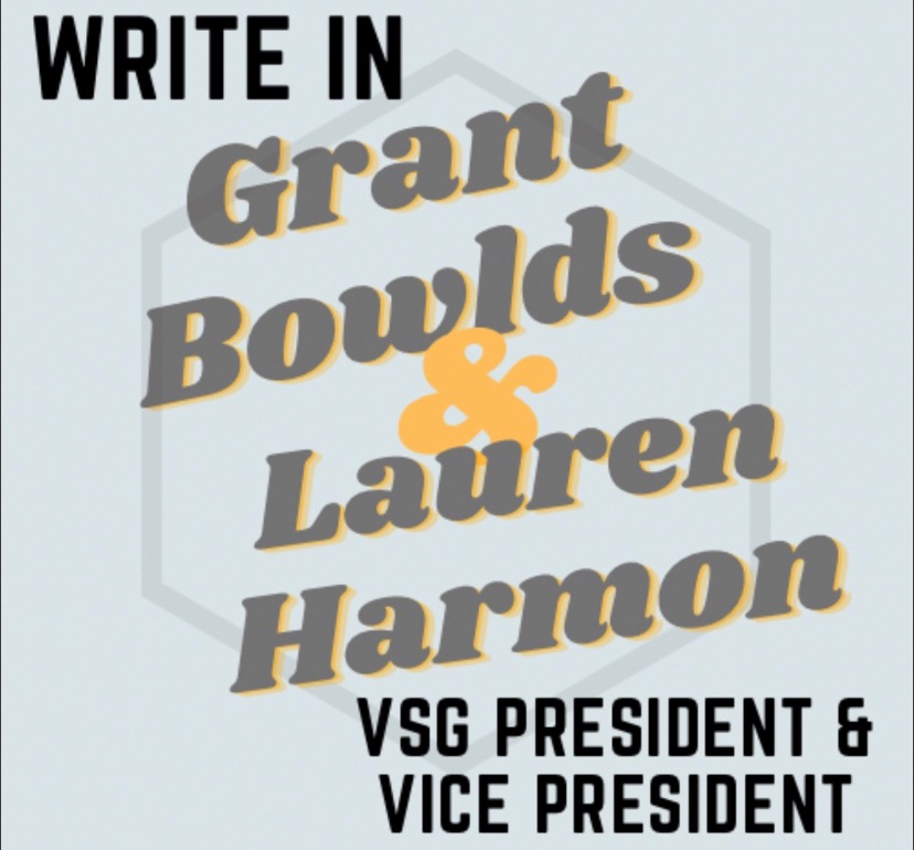 Grant Bowlds and Lauren Harmon’s campaign advertisement. (Hustler Staff/Rachael Perrotta)