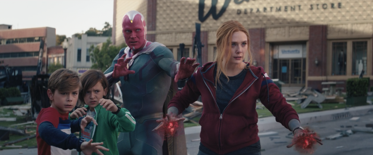 The superpowered Maximoff family stands together ready to face anything in the WandaVision finale. As Wanda taught her boys, family is forever. (Marvel Studios/WandaVision)