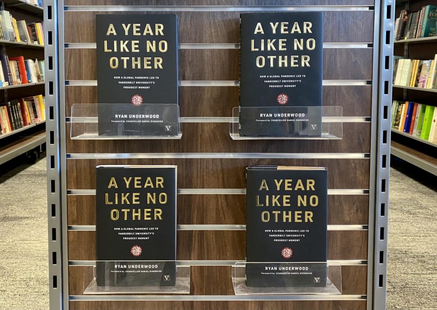 “A Year Like No Other” can be seen prominently displayed at the Vanderbilt bookstore (Hustler Staff/Nora Fellas).