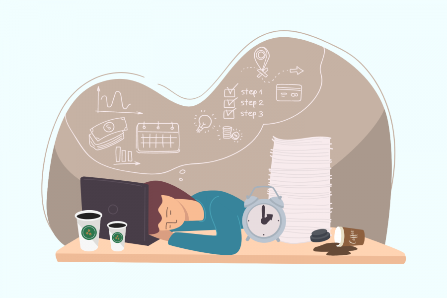 Graphic+of+a+woman+sleeping+at+a+desk