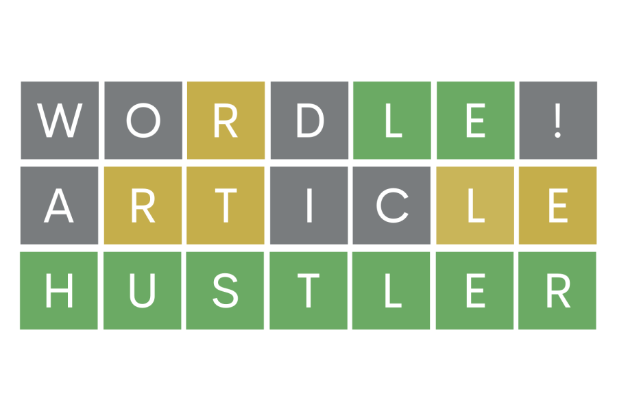 Graphic reading Wordle! Article Hustler in a Wordle grid format