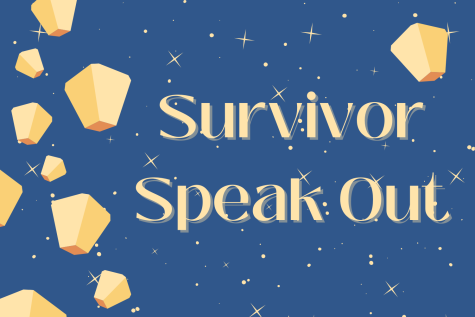 Survivor Speak Out graphic with lanterns, created on April 26, 2022. (Hustler Multimedia/Alexa White)