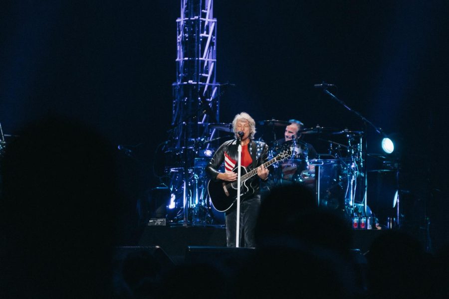 Jon Bon Jovi and drummer Tico Torres perform at Bridgestone Arena