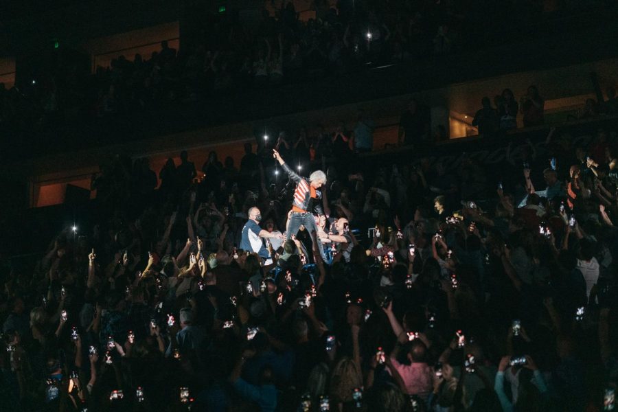 Jon Bon Jovi making a grand entrance at Bridgestone Arena, as photographed on April 30th, 2022. (Hustler Staff/Arianna Santiago)