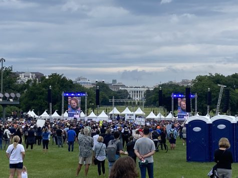 The crowd facing the White House and listening to a speaker at the protest, as photographed on June 11, 2022. (Hustler Staff/Brynn Jones)