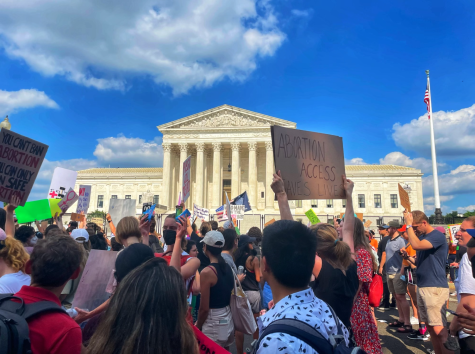 People protest the overturn of Roe v. Wade in front of the Supreme Court as photographed June 24, 2022.