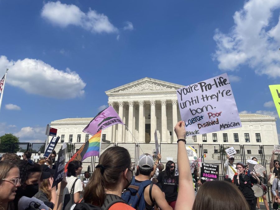 Protestors react to the overturning of Roe v. Wade outside the Supreme Court, as photographed on June 24, 2022.