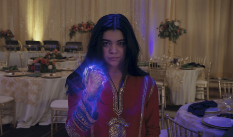 Photo from episode three, “Crushed”, where Kamala summons the powers of her bracelet.