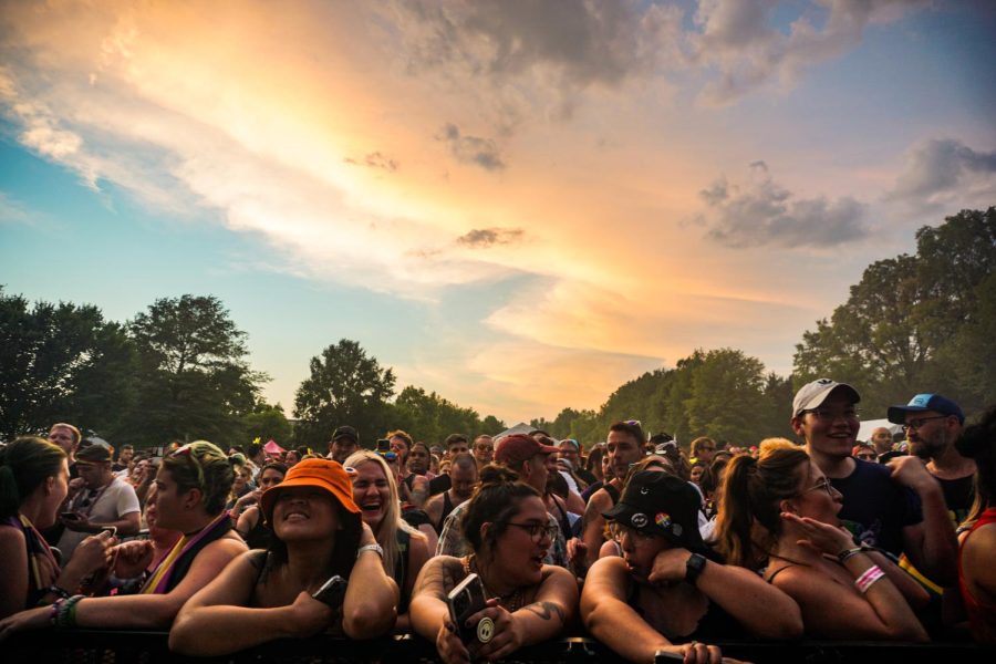 Nashville Pride crowd awaiting the festivals headliners Walk the Moon captured on June 25, 2022.