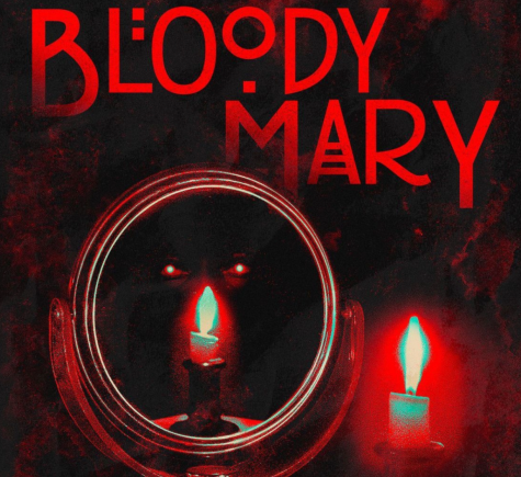 Promotional poster for Bloody Mary depicting a figure looking at a mirror.