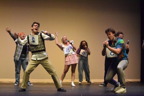 Vanderbilt Off-Broadway performs a song from “The 25th Annual Putnam County Spelling Bee,” as photographed on Aug. 27.