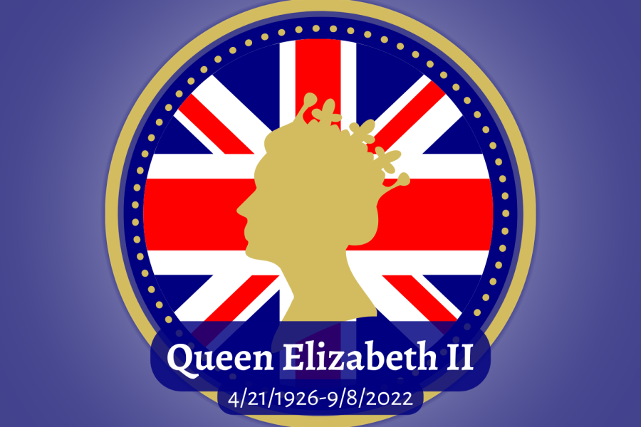 Graphic depicting Queen Elizabeth II and the British flag. (Hustler Multimedia/Vanessa Schor)