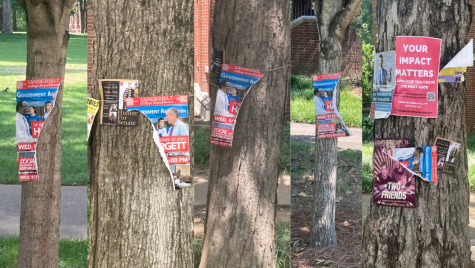 Multiple posters advertising the VCR event with Hargett on Peabody Lawn. (Hustler Staff/Jaylan Sims)