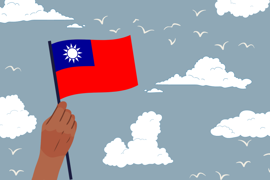Taiwanese flag flying