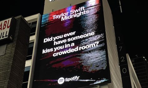 A billboard in Midtown reading "Did you ever have someone kiss you in a crowded room?" as photographed on Oct. 19, 2022. (Hustler Multimedia/Miguel Beristain)