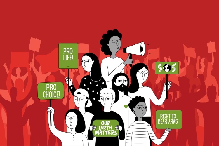 Graphic depicting student activism. (Hustler Multimedia/Alexa White)