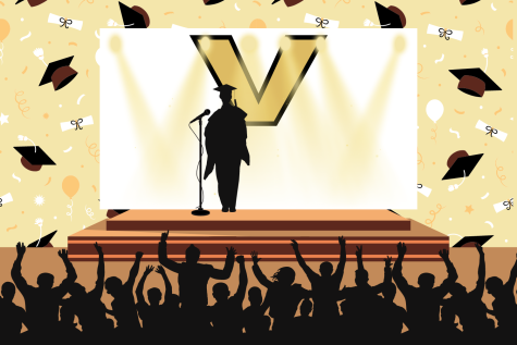 Graphic depicting the celebration of a first-gen college student graduating from Vanderbilt University. (Hustler Multimedia/Alexa White)