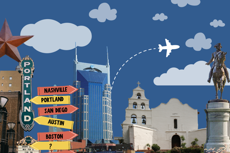 Different landmarks from major cities across the United States.