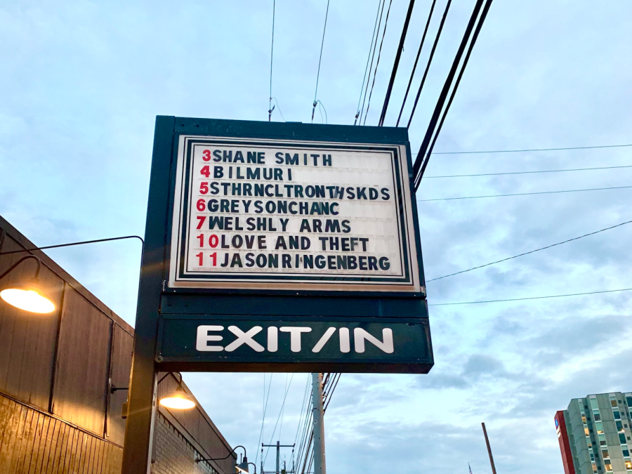 A promotional board outside of Exit/In with the remaining shows for the month listed, as photographed on Nov. 14, 2022. (Hustler Multimedia/Makayla Donald)