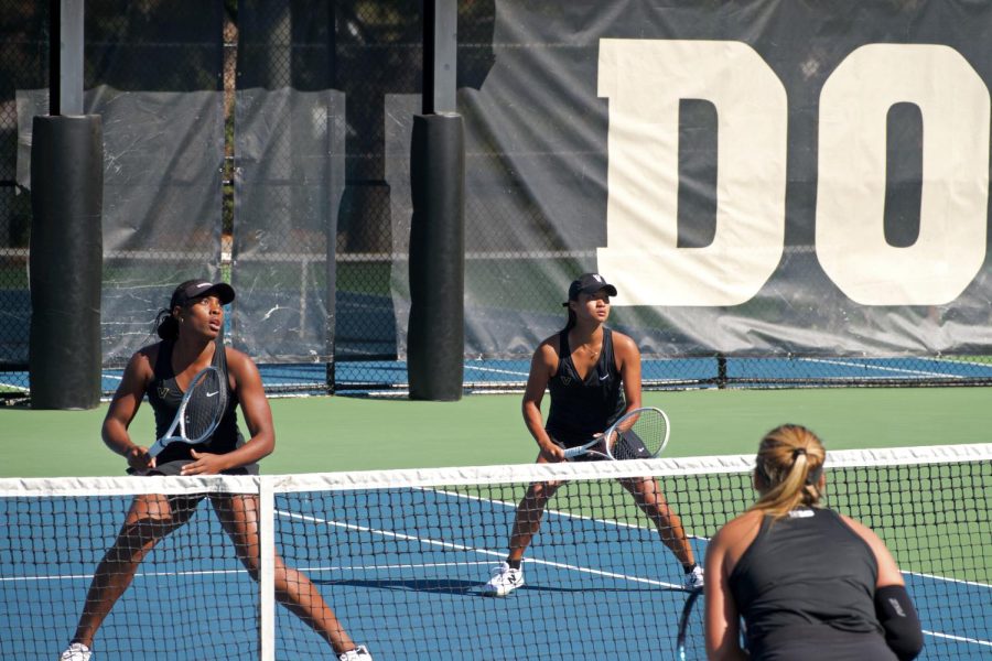 Womens double tennis match between Vanderbilt and Purdue as photographed on October 9, 2022. (Hustler Staff/Chloe Kim)
